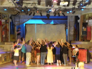 The Move On! reaches skyward before the last show ever at St. Pat's.