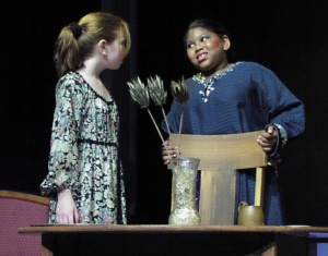 Mariah Burks (right) with Molly Nagin in The Truth About Cinderella (2002).