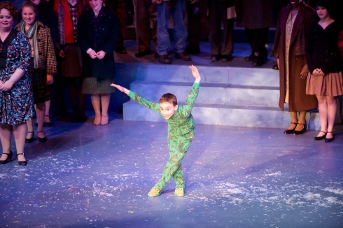 Phil Pantalone (Randy) during the bows in A Christmas Story, the Musical (2013). Photo by Terry Schordock